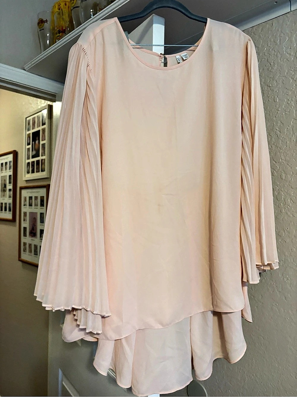 Cato - Pleated Sleeve Blouse in Peach Like New
